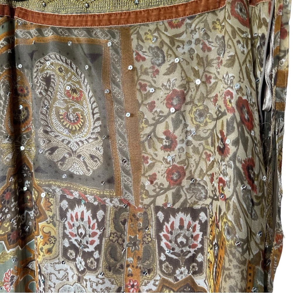 Vintage 90s Boho Bohemian Silk Midi Maxi Skirt size 8 - Picture 2 of 12